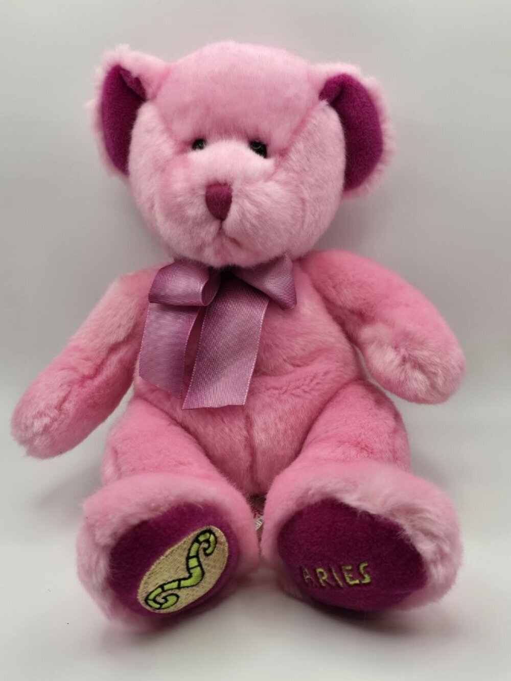 Russ Berrie Company Aries Zodiac Bear Pink Stuffed Animal Toy